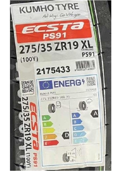 275/35 R19 100Y PS91 Ecsta Oto Yaz Lastiği ( Üretim Yılı: 2024 )
