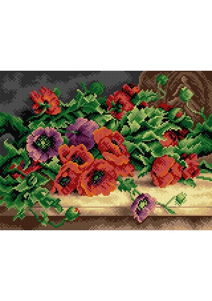Baskılı Goblen Kırmızı Çiçekler 2790 30*40 cm