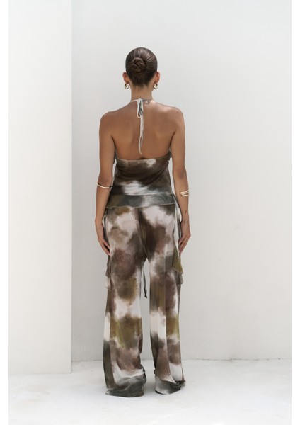 Sulliven Fırfır Detay Yeşil Crop Pantolon Takım