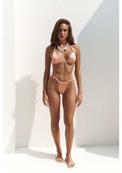Dahlia Askısı Düğüm Detaylı Somon Bikini Üstü