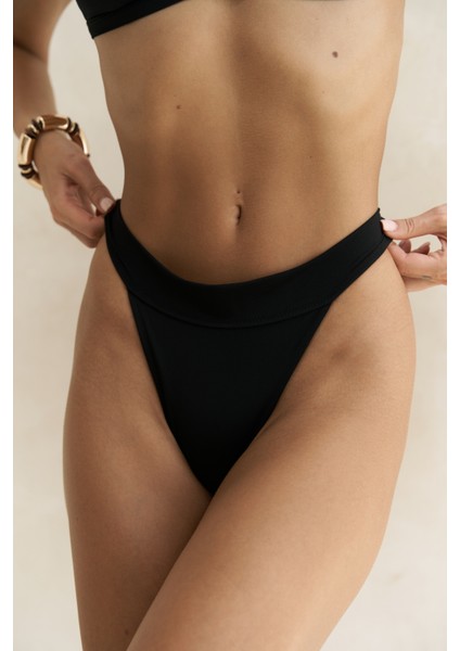 Bagus Kalın Bantlı Brezilyan Siyah Bikini Altı