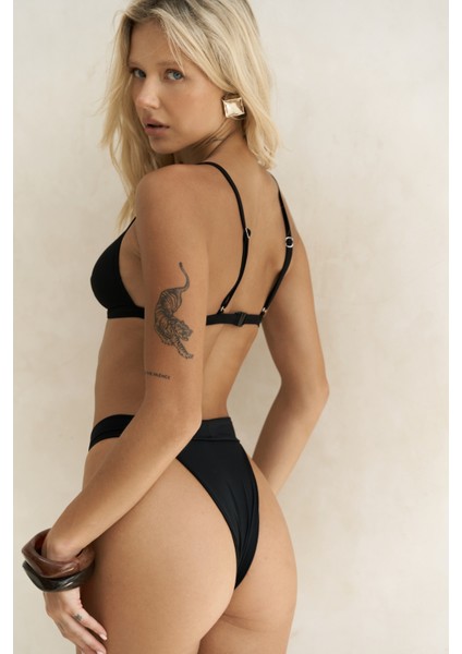 Bagus Kalın Bantlı Brezilyan Siyah Bikini Altı