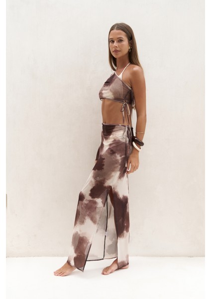 Efthimos Tek Omuz Kahve Crop Etek Takım fırsatları