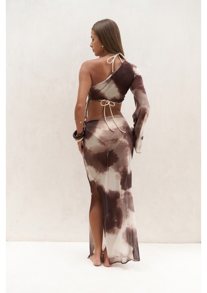 Efthimos Tek Omuz Kahve Crop Etek Takım indirimleri