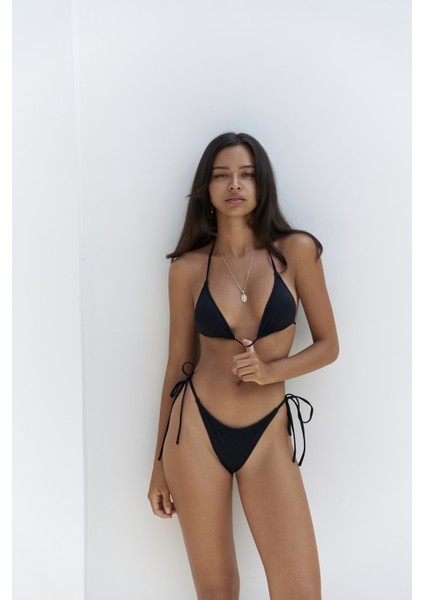 Arief Bağlamalı Brezilyan Siyah Bikini Altı