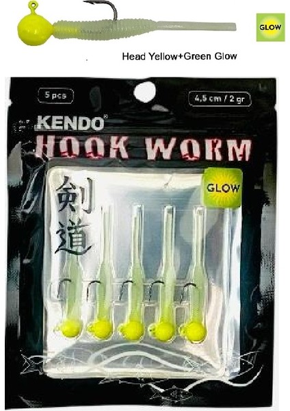 Hook Worm Jig Head'li Hazır Lrf Silikonu 2gr+4.5cm 5 Adet fiyatları