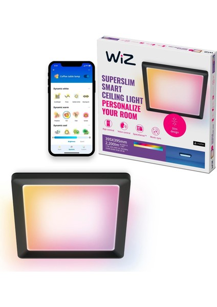 Siyah Akıllı Sıva Üstü Rgb Kare Panel Tavan Armatürü 17W