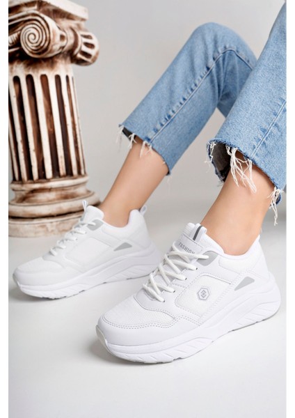 2110YZ Kadın Sneaker Spor Ayakkabı Ortopedik İç Taban Düz Taban Beyaz Renk fiyatları