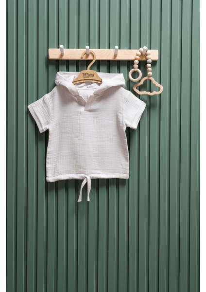 Unisex Müslin Kapüşonlu Tişört – 6 Ay - 3 Yaş | %100 Pamuk