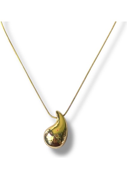 Iri Damla Uçlu Gold Renk Trend Çelik Kolye fiyatları
