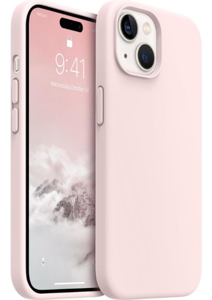 Iphone 15 Kılıf Kadife Lansman Soft Yumuşak Liquid Silikon Kamera Korumalı Kapak Pembe