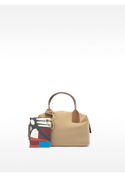 Kadife Dokulu Askılı Tote Çanta