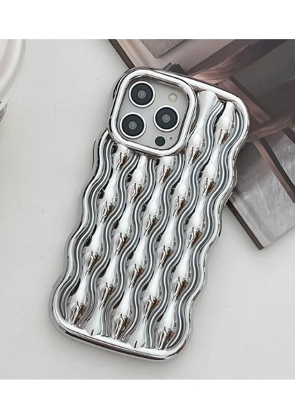 Apple Iphone 15 Pro Uyumlu Kılıf Platin Parlak Dalgalı Darbelere Karşı Dayanıklı Esnek Kapak fiyatları