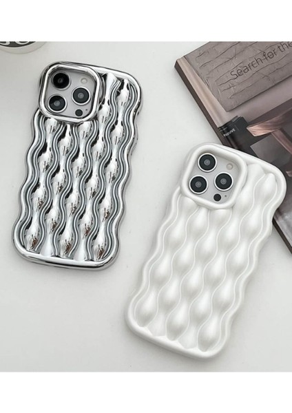 Apple Iphone 15 Pro Uyumlu Kılıf Platin Parlak Dalgalı Darbelere Karşı Dayanıklı Esnek Kapak modelleri