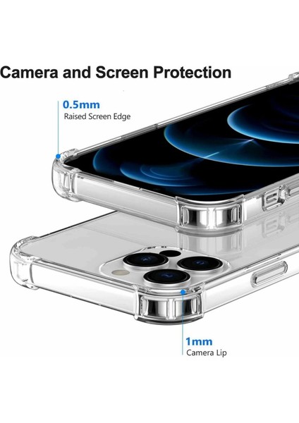 Iphone 14 Promax Uyumlu Şeffaf Kılıf Airbag Antishock Köşeli Darbe Emici Şeffaf Kılıf fırsatları