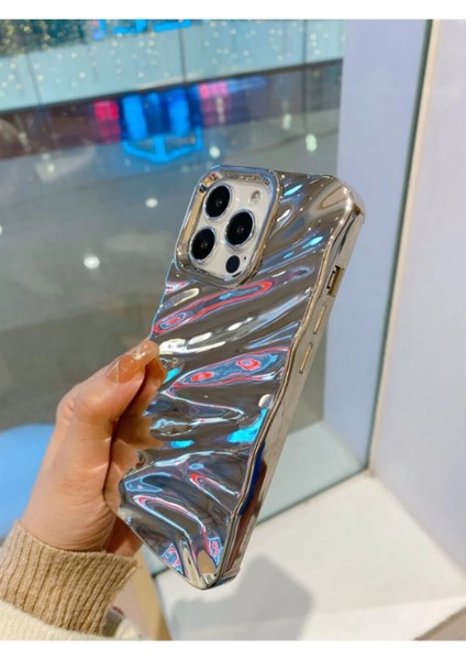 Iphone 15 Pro Max Uyumlu Lüks Kılıf Krom Gümüş Elektroliz Darbelere Karşı Dayanıklı Yumuşak Kapak