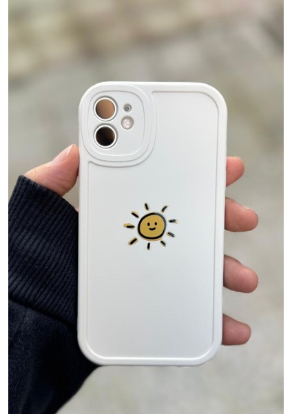 Iphone 12 Uyumlu Kılıf Güneş Desenli Darbelere Dayanıklı Kamera Korumalı Silikon Kapak Krem fiyatları