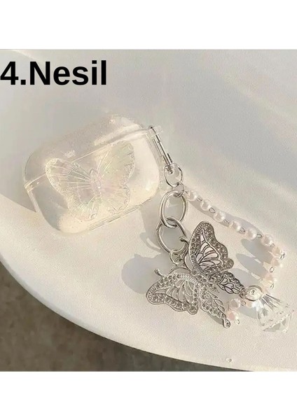 4. Nesil Uyumlu 2024 Kulaklık Kılıfı Kelebek Kopçalı Simli