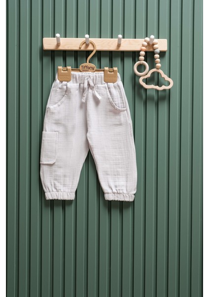 Unisex Müslin Kargo Cepli Pantolon – 6 Ay - 3 Yaş | %100 Pamuk