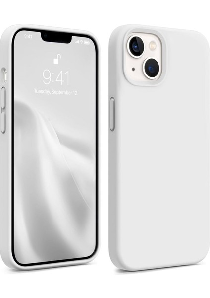 Apple Iphone 13-14 Lansman Kılıf Içi Kadifeli Kamera Yükseltili Silikon Kapak Beyaz