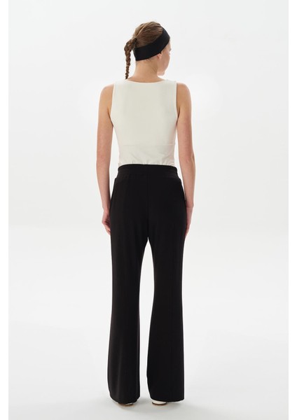 Modal Örme Nervürlü Flare Pantolon Siyah indirimleri