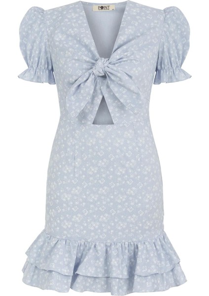 Kadın Mavi Noid Dress Kısa Kollu Şık Elbise