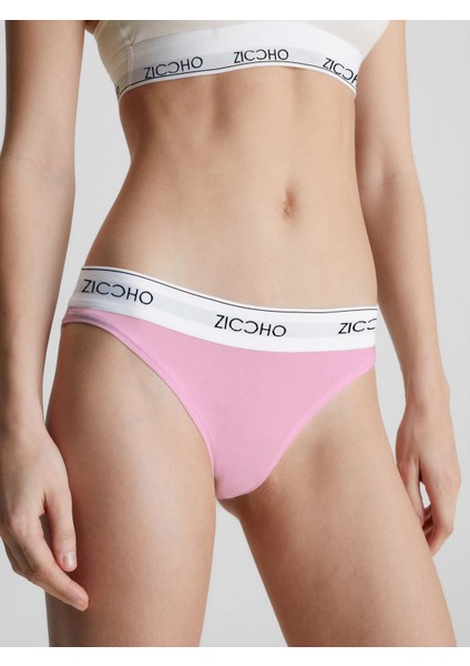 5'li Pamuklu Logo Baskılı Lastik Detaylı Tanga/string Külot