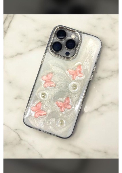 Apple iPhone 16 Pro Max Uyumlu Pembe Kelebek Kılıf Darbeye Karşı Dayanıklı Kapak fiyatları