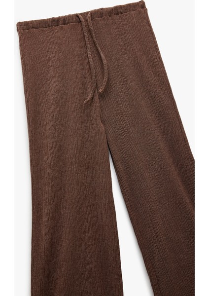 Yeni Sezon Beli Bağcıklı Rahat Kalıp Geniş Paça Pantolon Bürümcük modelleri