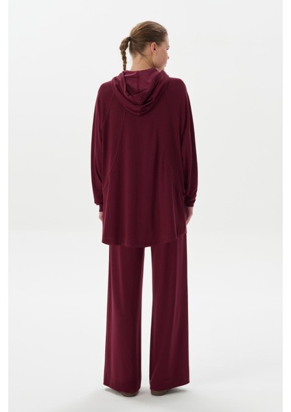 Modal Örme Kapüşonlu Sweatshirt Bordo modelleri