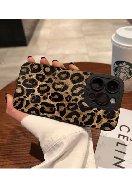 Iphone 15 Pro Max Uyumlu Kılıf Mat Sarı Leopar Desenli Yumuşak Kamera Korumalı Kapak