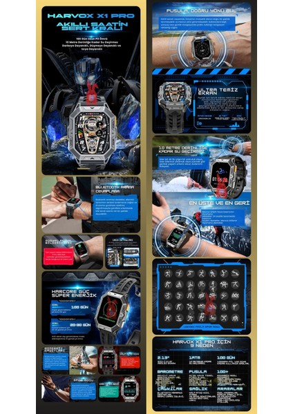 General Mobile Gm 20 Uyumlu Su Geçirmez Akıllı Saat Tank Modeli 100 Gün Şarj fırsatları