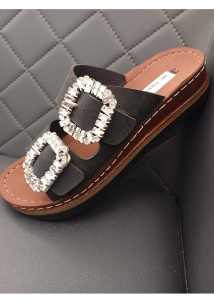 37145 Dolgu Topuklu Orotpedik Dikişli Taban Taşlı Terlik fiyatları