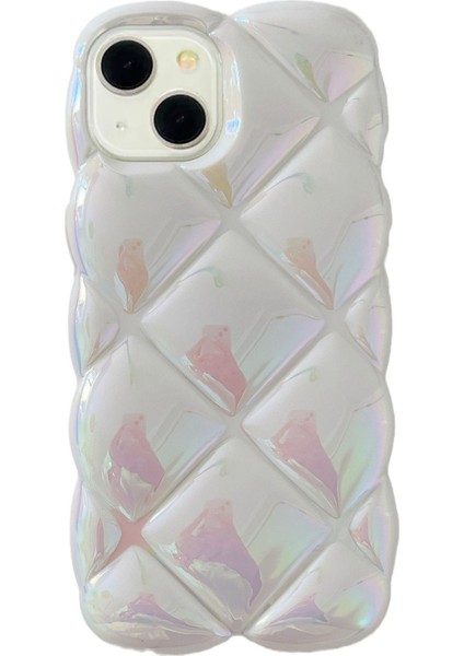 Iphone 13/14 Uyumlu Kılıf Beyaz Baklava Desenli Hologramlı Dayanıklı Yumuşak Silikon Kapak modelleri