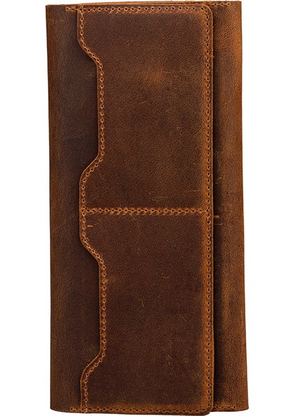 Zore Hakiki Nubuk Deri Universal 10 Kart Hazneli Mıknatıslı Telefon Bölmeli Cüzdan-Kahverengi