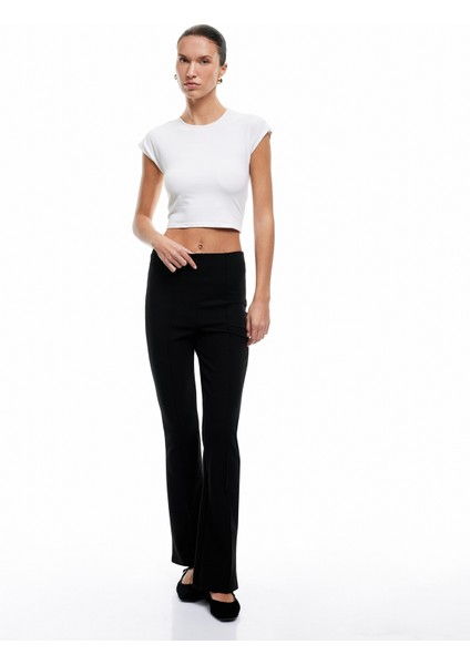 Yeni Sezon Slim Fit Nervürlü Ispanyol Paça Pantolon