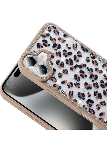 Apple iPhone 16 Kılıf Taşlı ve Simli Tasarım Azra Kapak