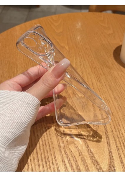 Iphone 15 Plus Kılıf Lüks Şeffaf Kalın Silikon Kamera Koruma Yumuşak Kapak