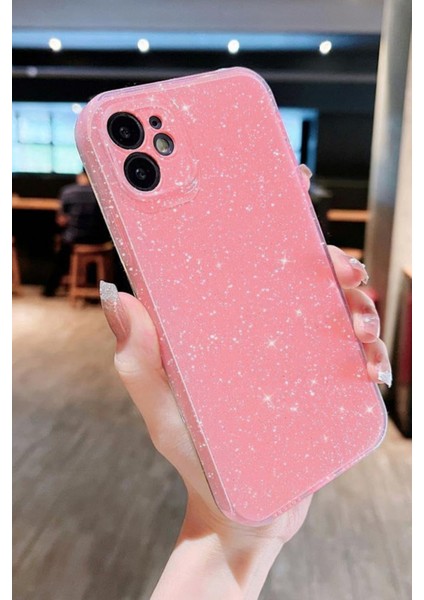 Apple iPhone 11 Uyumlu Kılıf Simli Ince Darbeye Dayanıklı Silikon Parlak Kılıf Yumuşak Kapak Pembe