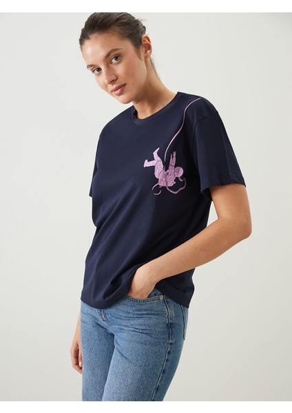 Yeni Sezon Bisiklet Yaka Baskili Kadin Tisort - S5KR10Z8