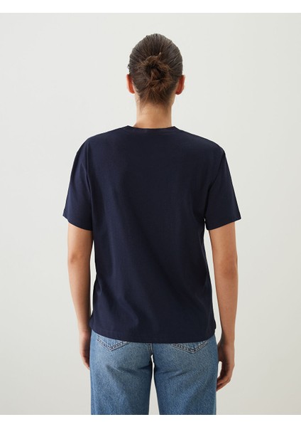 Yeni Sezon Bisiklet Yaka Baskili Kadin Tisort - S5KR10Z8 fırsatları