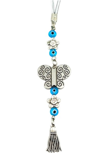 Nazar Boncuklu, Çiçek Detaylı Metal Kelebek Araba Dikiz Ayna Süsü/püsküllü Yeni Araba Hediyesi fiyatları