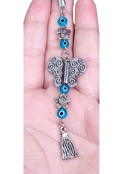 Nazar Boncuklu, Çiçek Detaylı Metal Kelebek Araba Dikiz Ayna Süsü/püsküllü Yeni Araba Hediyesi modelleri