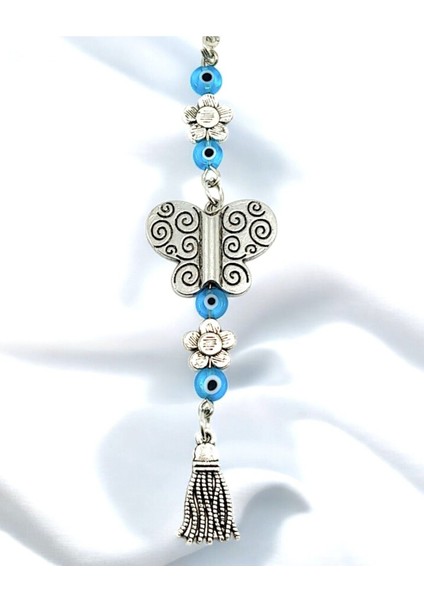 Nazar Boncuklu, Çiçek Detaylı Metal Kelebek Araba Dikiz Ayna Süsü/püsküllü Yeni Araba Hediyesi fırsatları