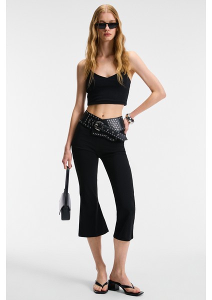 Lumına Kadın Ince Ayar Askılı Slim Crop Siyah Atlet fırsatları