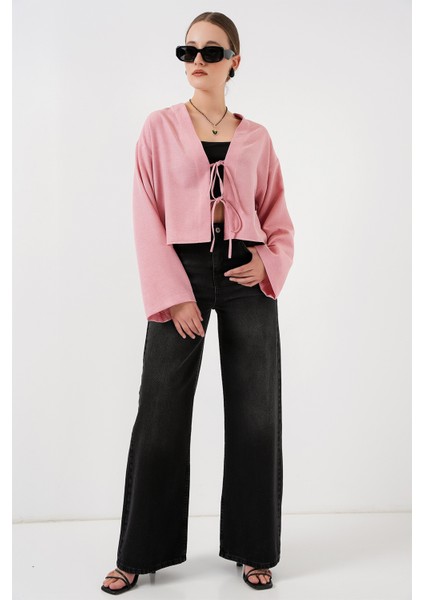 Önü Bağlamalı Keten Kimono 960 - Pudra fiyatları