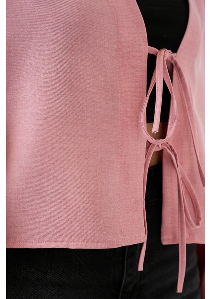 Önü Bağlamalı Keten Kimono 960 - Pudra indirimleri