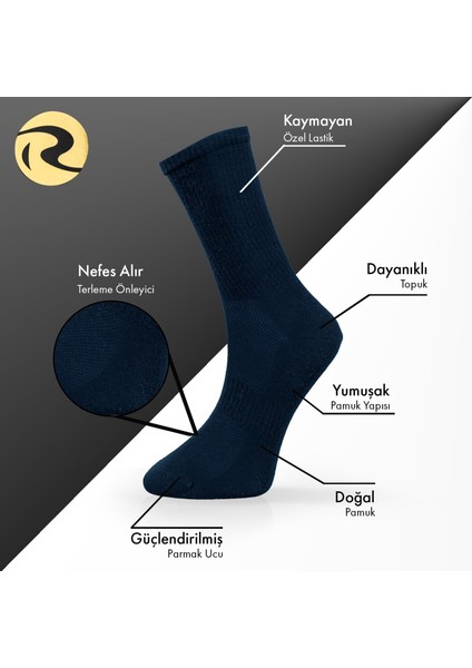 Pamuklu Erkek Düz Tenis Çorap Premium 3'lü modelleri