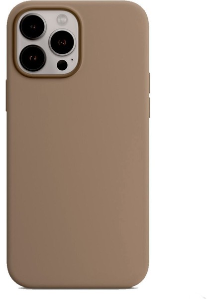 Iphone 14 Pro Max Kılıf Kadife Lansman Soft Yumuşak Liquid Silikon Kamera Korumalı Kapak Kahve