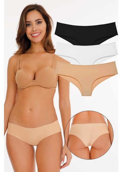Kadın - Brazilian Panty Lazer Kesim Külot 3'lü Paket Set Karışık